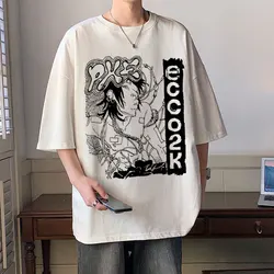 Rapper Ecco2k Bladee Drain Gang T-shirt Men's 2023 New Fashion Hip Hop Gothic Short Sleeve T Shirt Casual T-shirts Streetwear