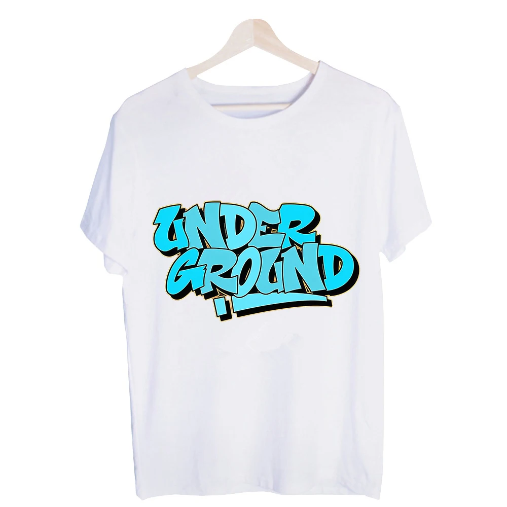 Men's Underground Graffiti Letter Print Graphic Tee, Short Sleeve Streetwear T-Shirt for Casual Urban Outfits