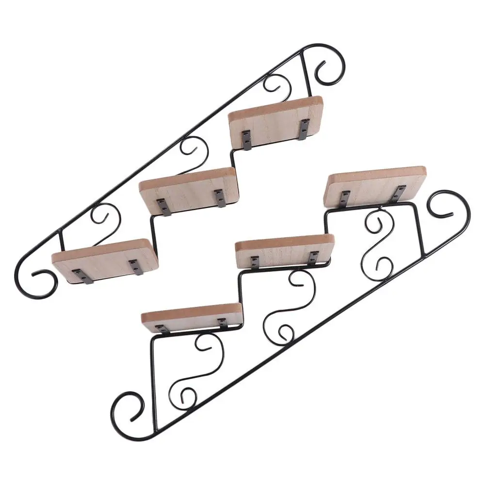 American Style Wall-mounted Flower Stand Iron Art Staircase Shape Wall Display Shelf Simple Wall Hanging Flower Pot Cafe