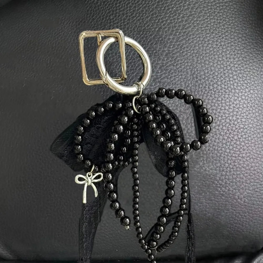 fashion Lace Keychain Bow White/Black Bag Pendant Phone Chain Gift