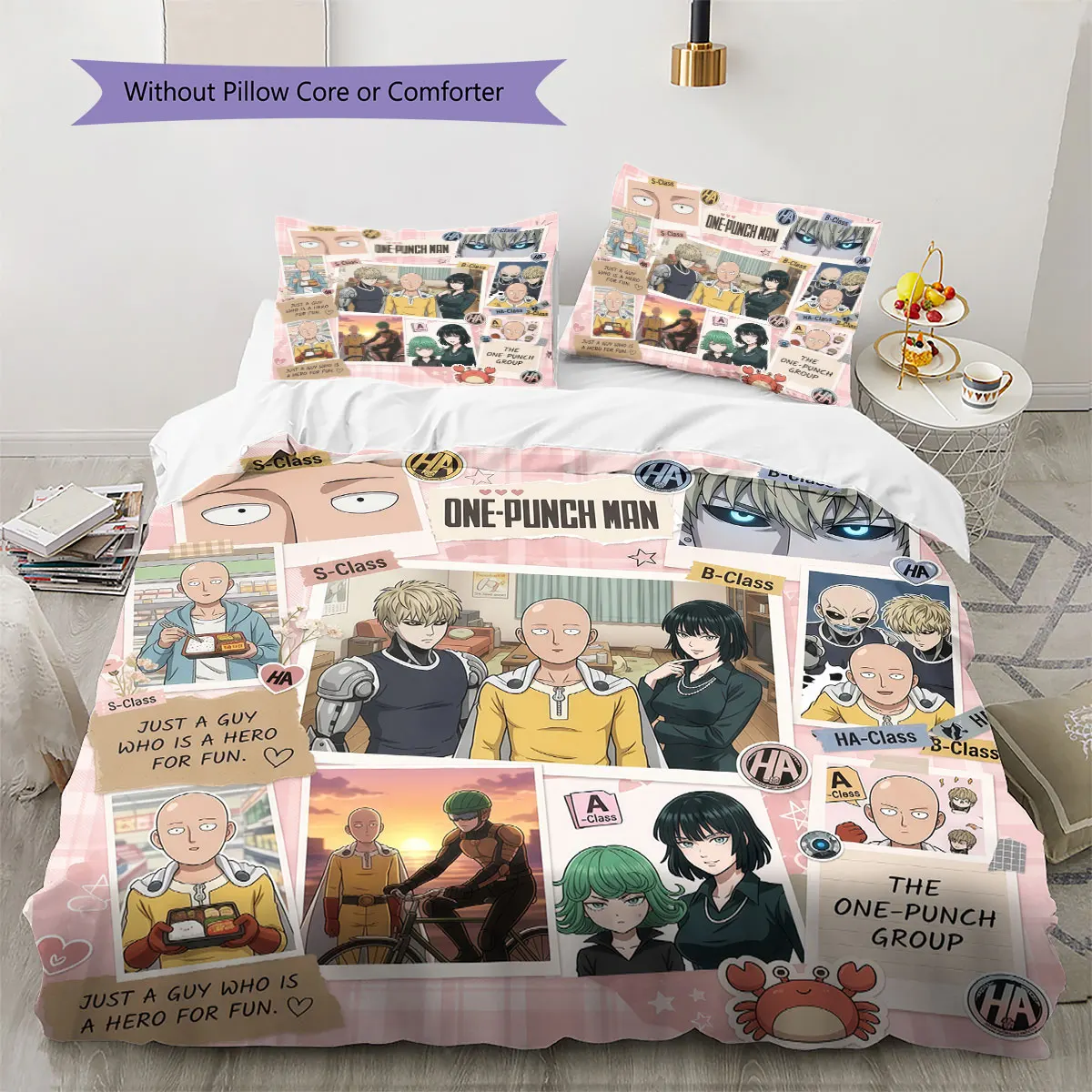 One-Punch Man Soft Duvet Cover Children's Bedding Set,Extra Large Size Gifts Various Sizes Available -HE107