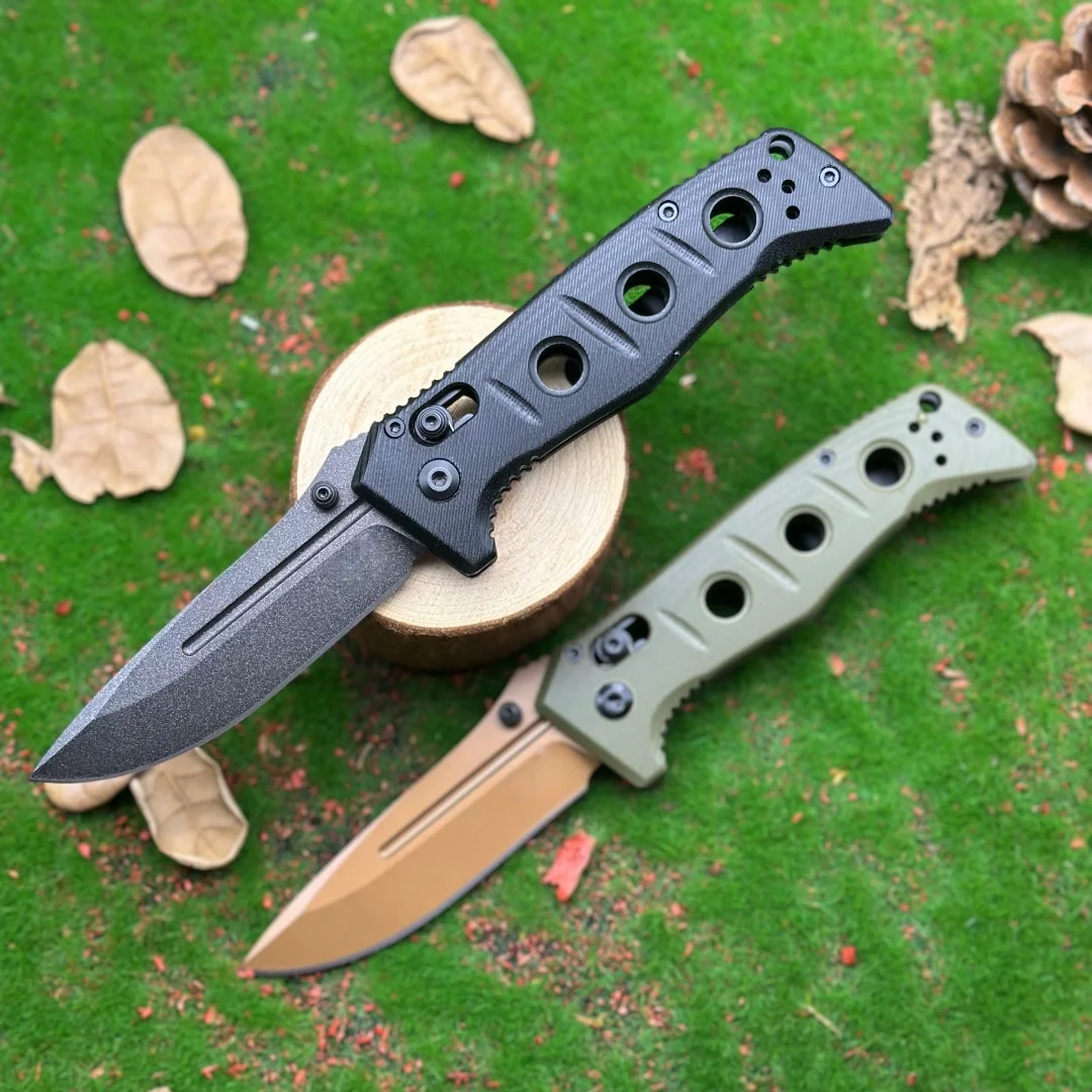 Faca dobrável BM 273, processo de moagem de precisão CNC, cabo de fibra de vidro G10, equipamento pós-apocalíptico