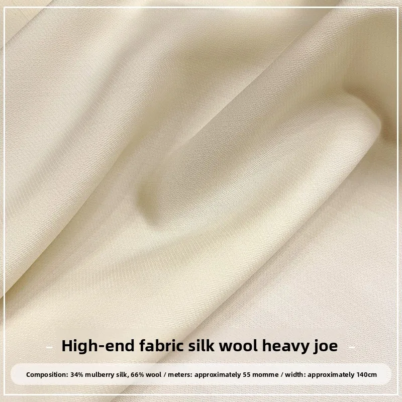 55mm High Quality Silk Wool Heavy Joe Blended Fabric By The Meter Heavy Weight Skinny Outwear Suit Dress Designer Fabric