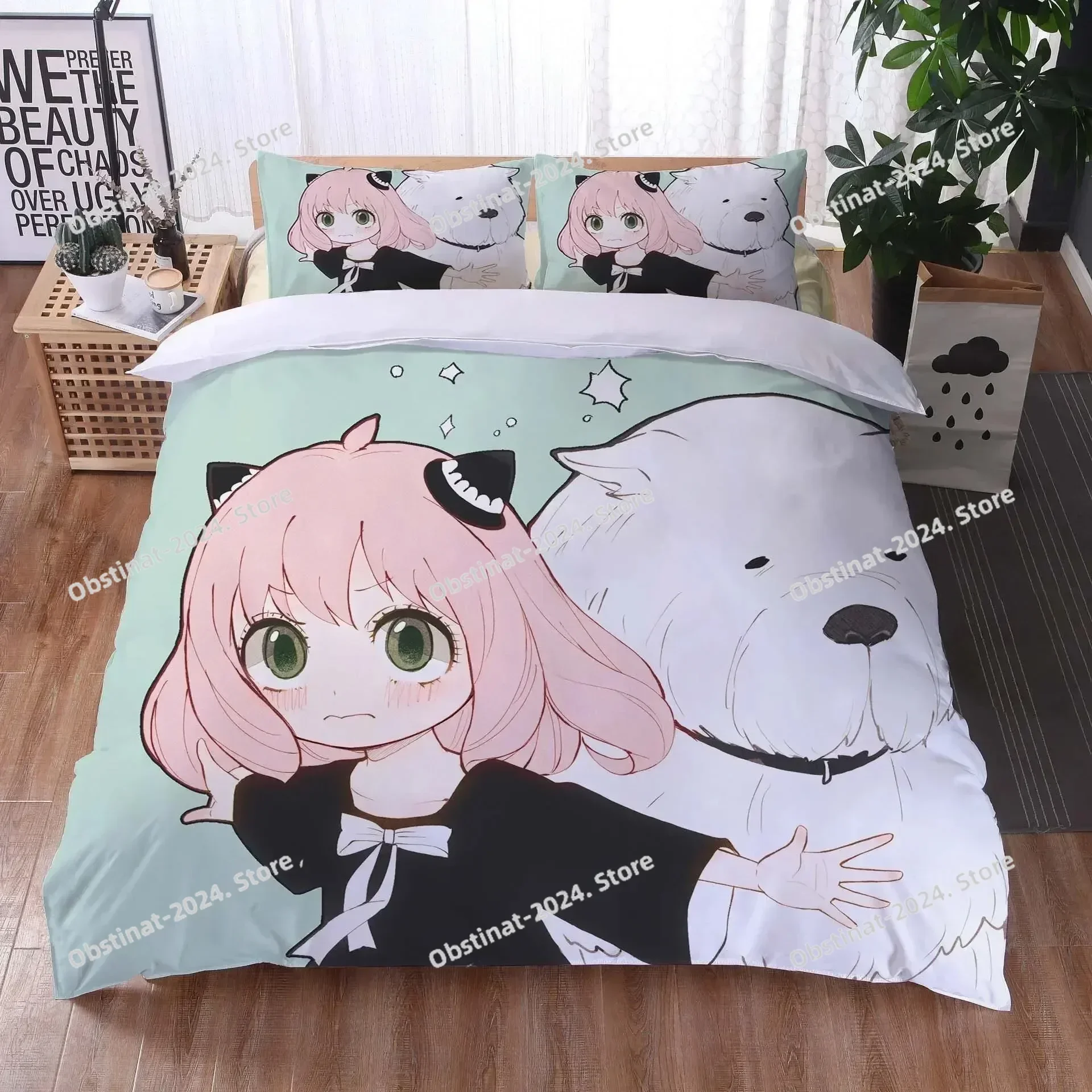 3D Anime Spy Family Anya Bedding Set Printed Bed Set With Pillowcase Bed Duvet Cover Soft Single Double Queen Super King Size