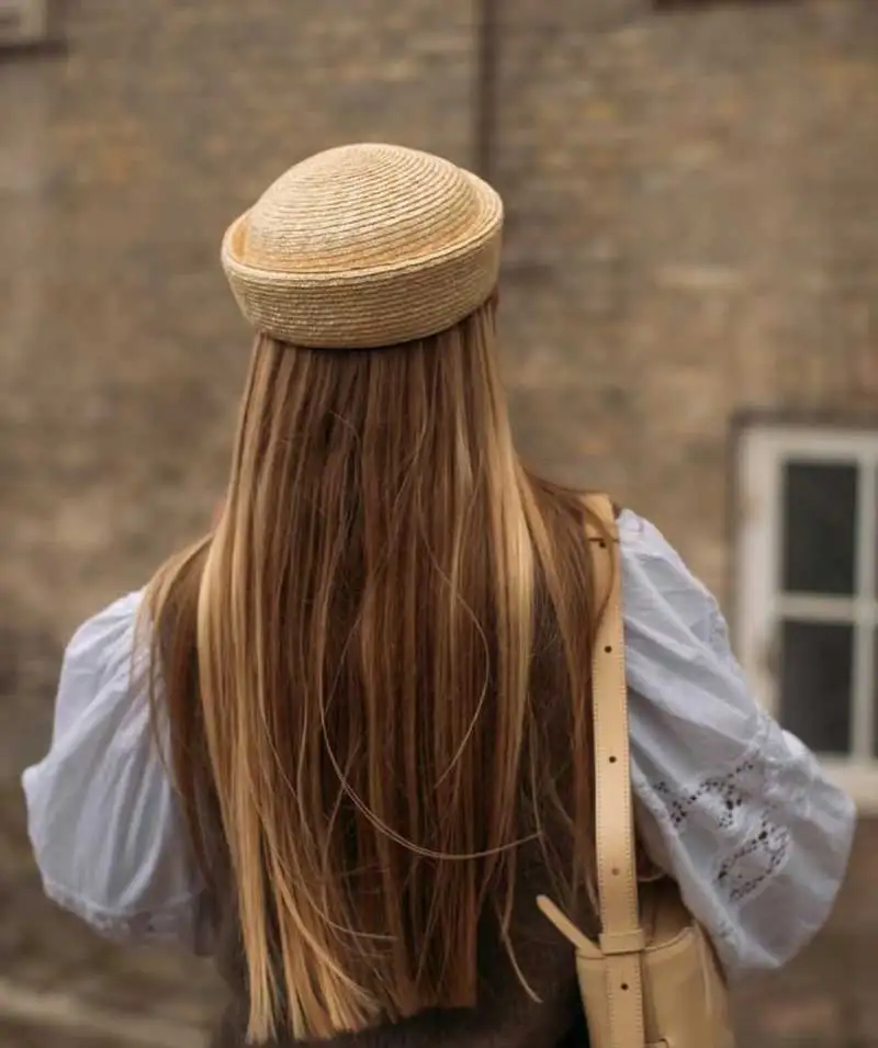 summer ins Blog 100% Raffia Sailor Hat beach sun hat for women straw beret Hand Wedding Party Luxury Hat Fedora Cap
