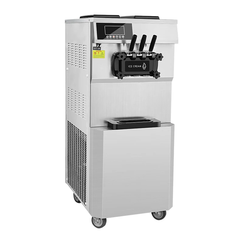 Heavy Duty 28L Soft Serve Machine Stainless Steel Ice Cream Maker 3 Flavors 110V-220V Best for Cafe Bakery Fast Shipping