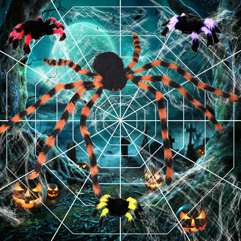30–200 cm große, lebensechte, supergroße Farbspinne, Halloween-Dekoration, Spinnennetz-Requisiten, lustiges Spukhaus, Geheimraum, Horror-Layout.