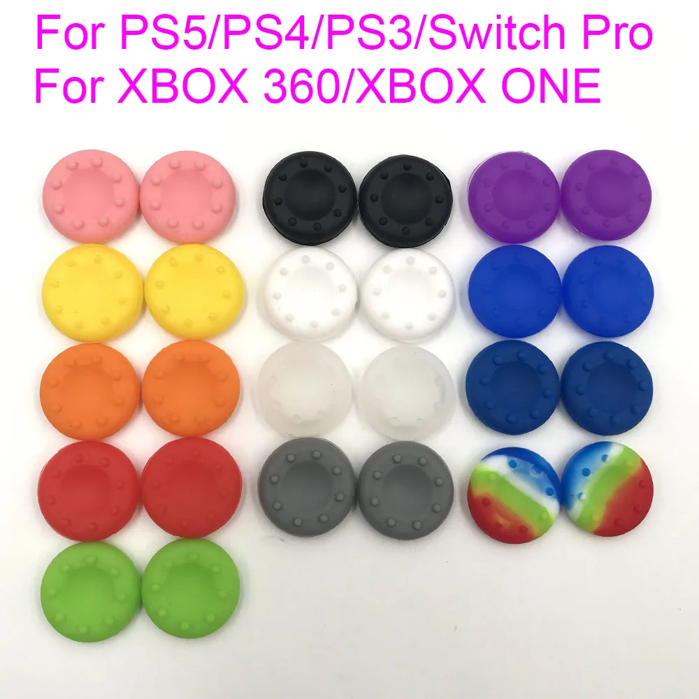 2Pcs Non-slip Silicone Analog Joystick Thumb Stick Grip Cap For PS4 PS3 PS5 Thumbstick Cover Head For XBOX 360 XBOX ONE