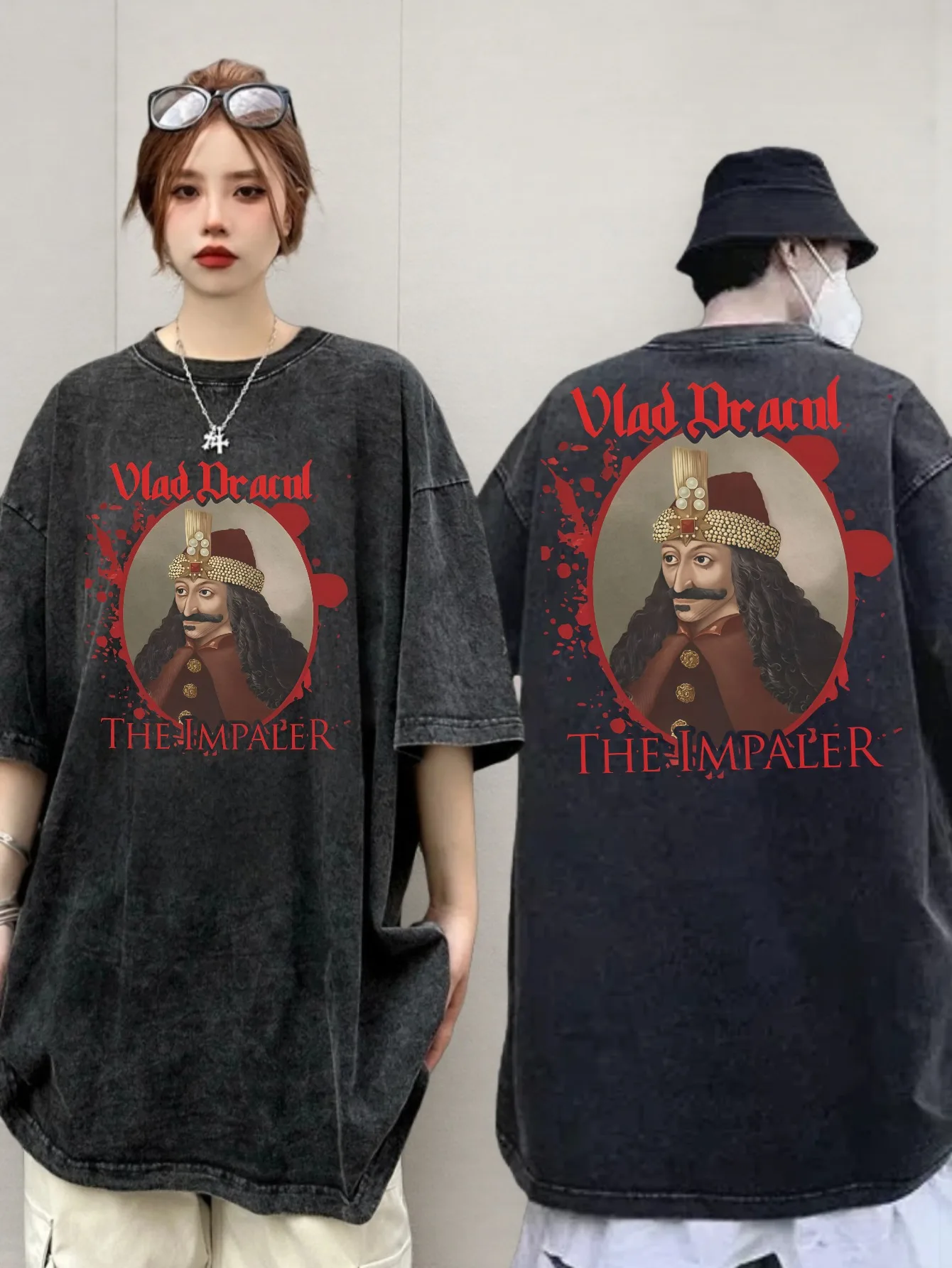 Fashion Dracula Tepes Piercer Vlad Collection Women's Round Neck Cotton T-shirt Vampire Undead Gothic Summer Clothing