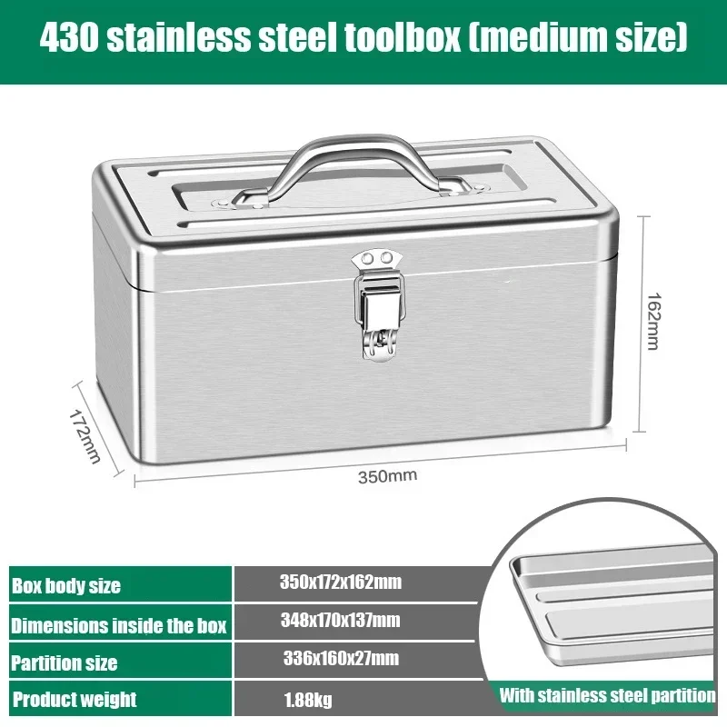 Large Potable Tools Box Hardware Organizer Multifunctional Empty Suitcase Waterproof Metal Case Home Car Work Tool Storage Box