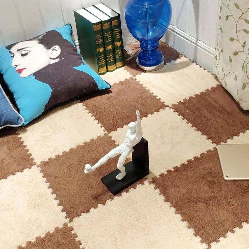 

1Pc Foam Mat Solid Color Carpet Puzzle Floor Tiles Plush Area Rug DIY Soft Baby Kids Playmat top sale