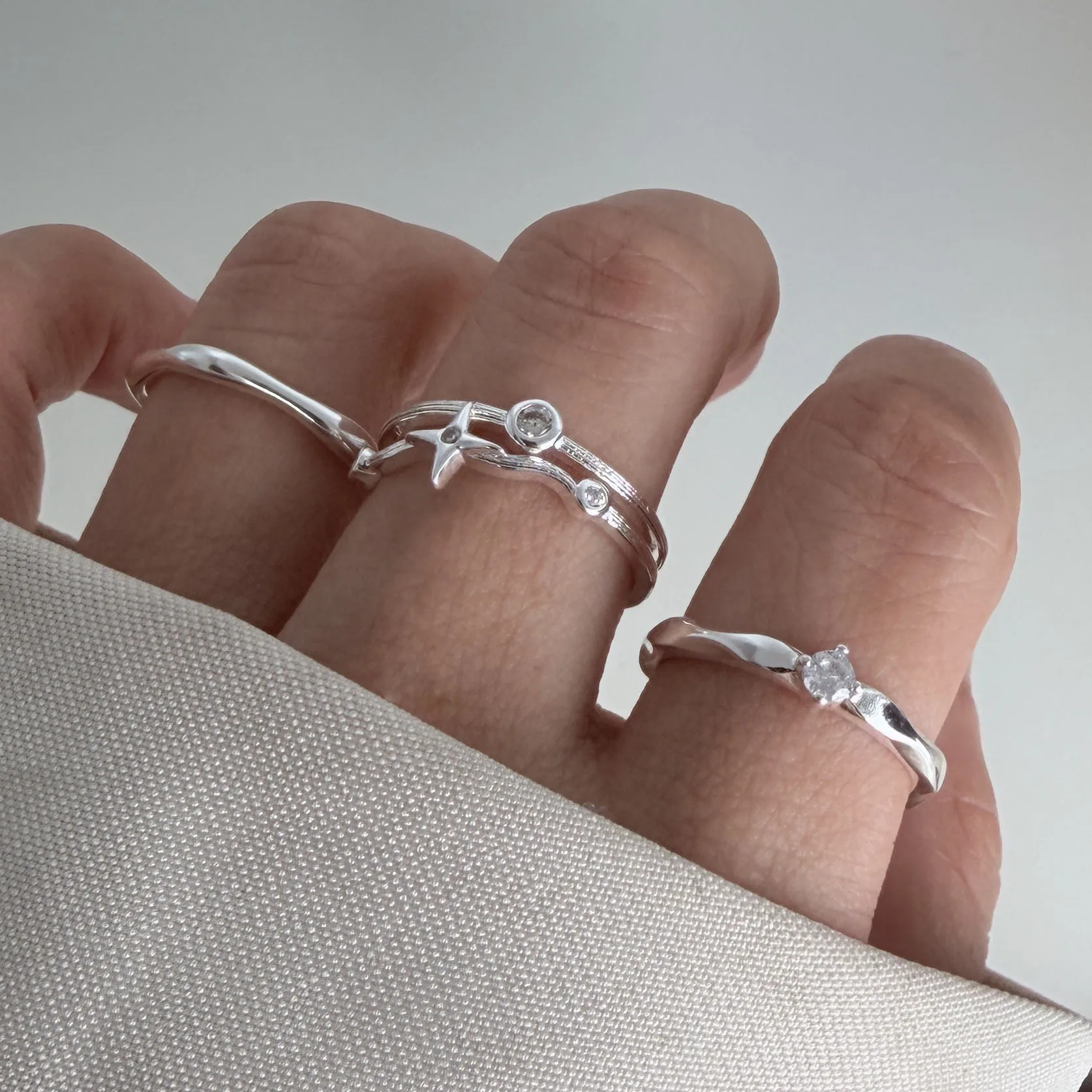 BF CLUB 925 Sterling Silver Ring For Women Jewelry Retro Double Star Open Vintage Handmade Ring Allergy For Party Birthday Gift