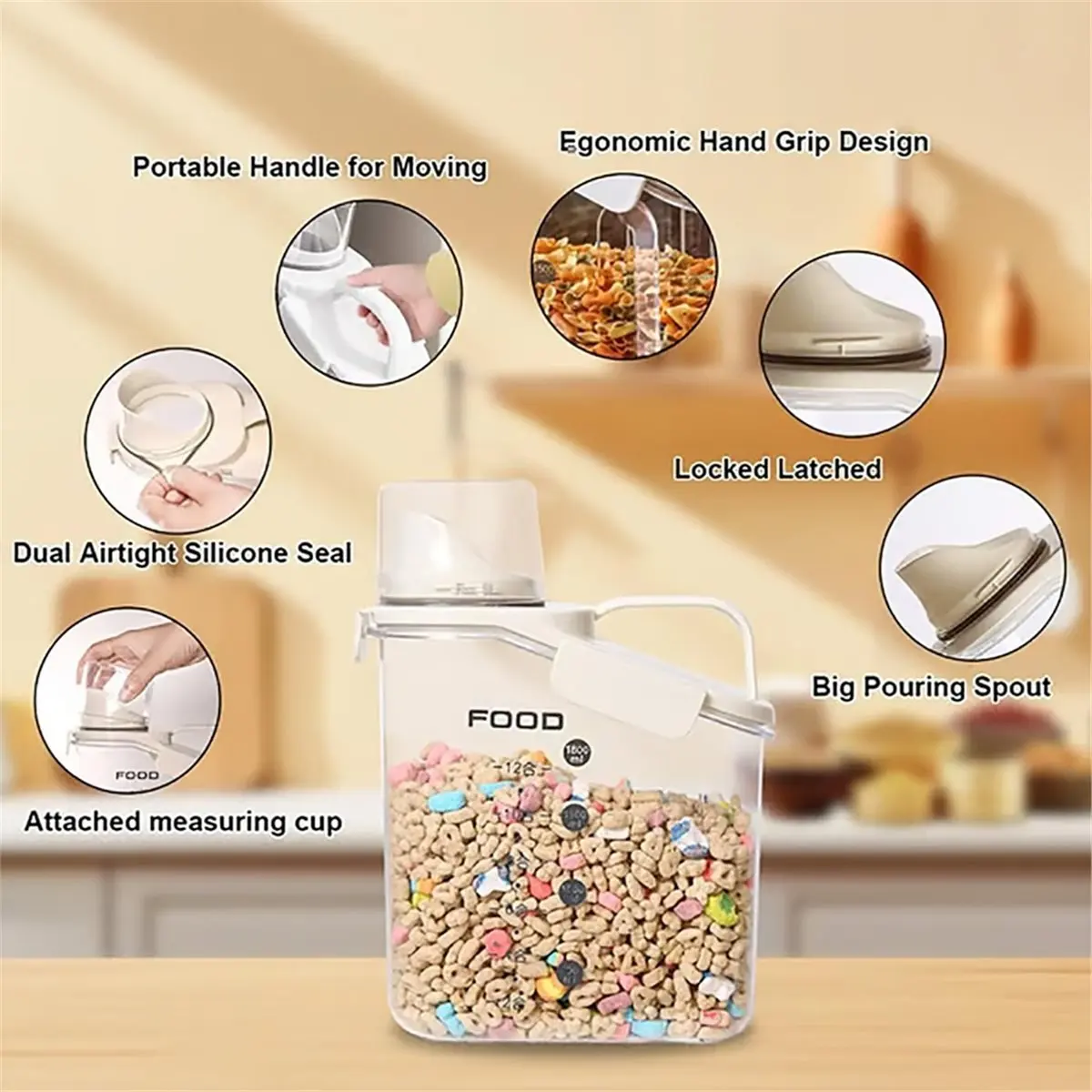 A67T NEW Clear Airtight Food Storage Containers Set with Lids and Pour Spout, for Pantry Organization, Kitchen Dry Food Keeper B