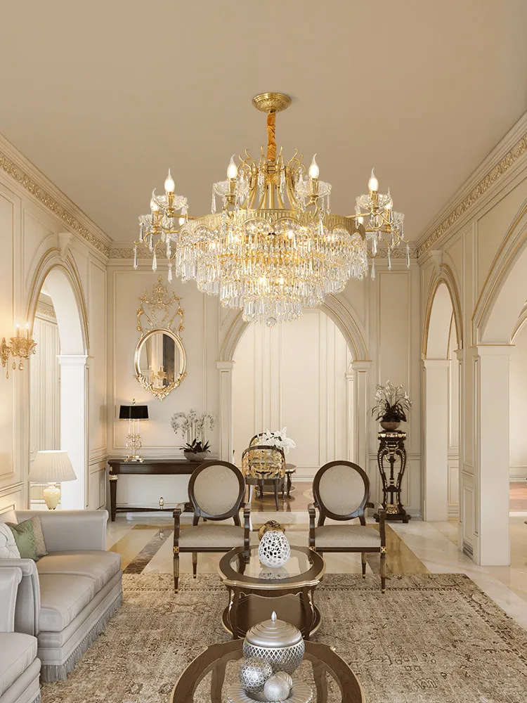 

Living room all copper crystal chandelier bedroom copper lamp light luxury dining room study aisle lamp