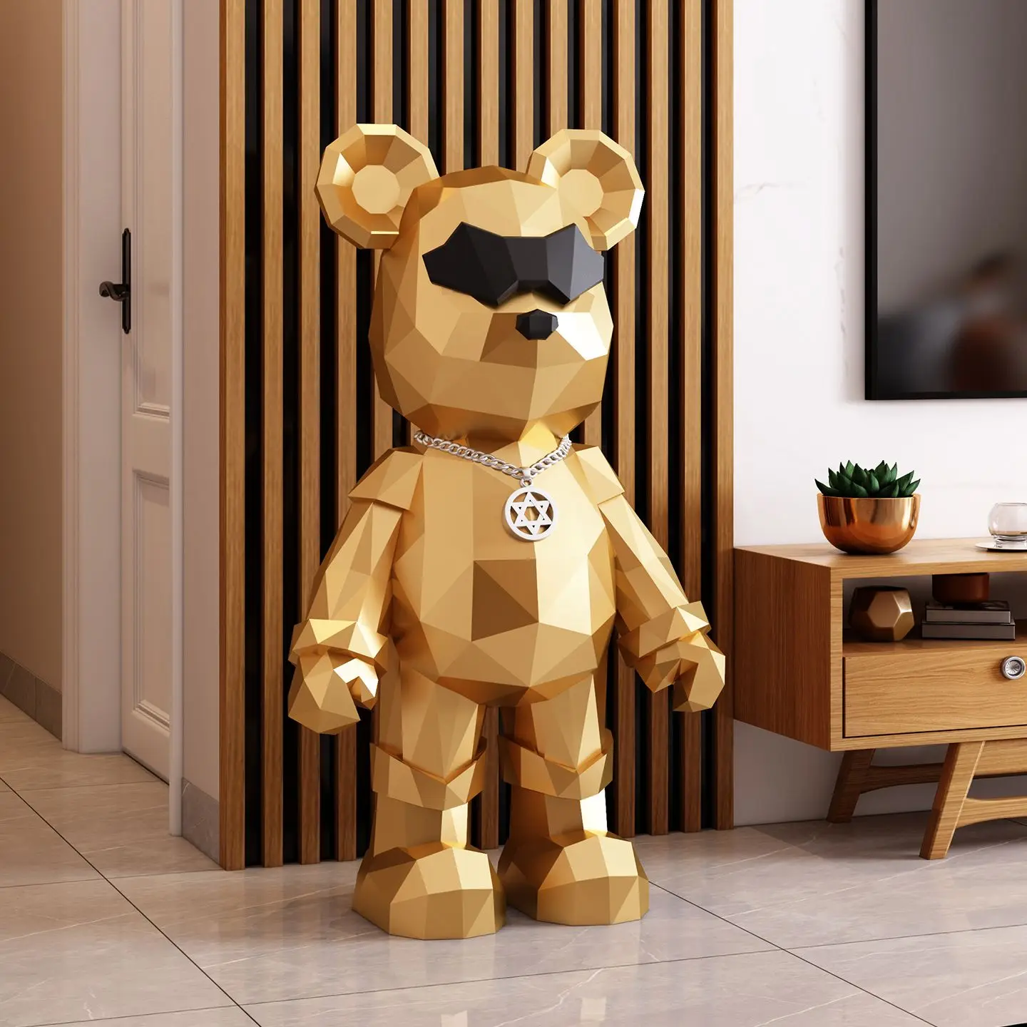 Geometric violent bear large ornament light luxury high-end living room house decoration high-end atmosphere grade piggy bank