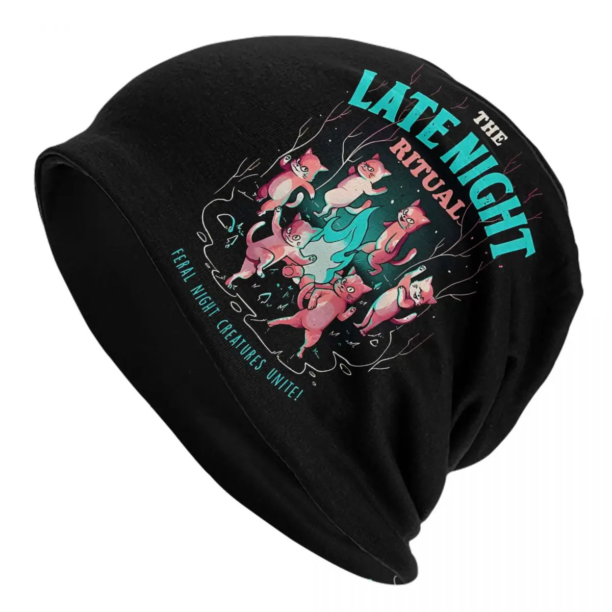 The Late Night Ritual - Cute Evil Cats Scarf Men Women Thin Beanies Cycling Ski Cap Double Layer Fabric Bonnet Hat