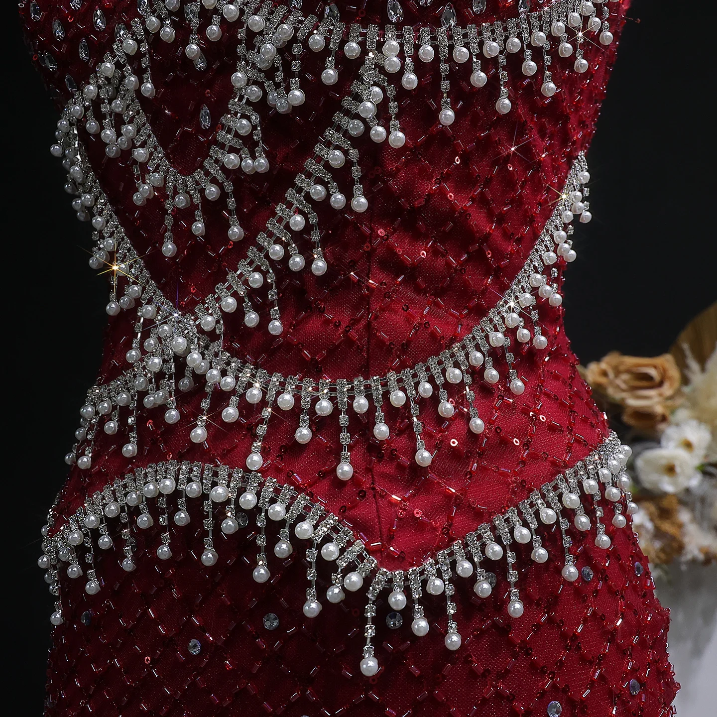 Sharon Said Luxuriöses Graues Meerjungfrauen-Abendkleid mit Zwei Teilen Perlen Kristall für Damen Hochzeit Party Ballkleid SS631 Maßanfertigung – Detail 31