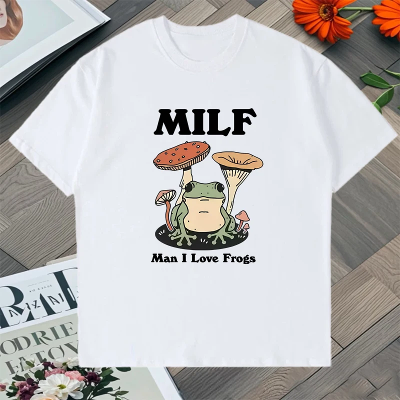 Funny MILF Man I Love Frogs Meme Graphic 100% Cotton Tee shirt Humor Frog Lover Summer vintage Men Women short sleeve T shirts