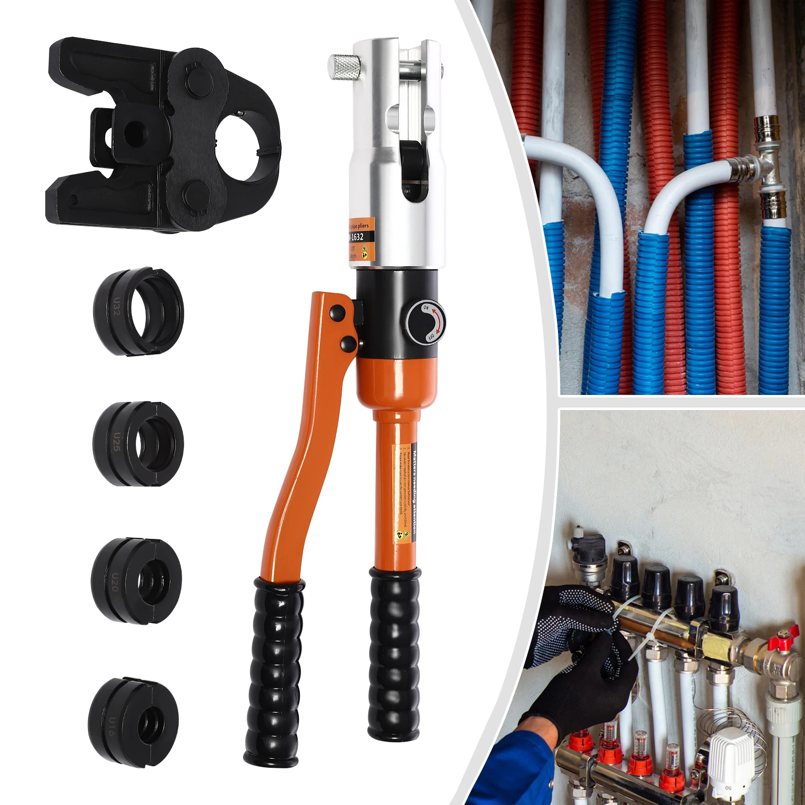 CW-1632 Professionele Crimptang Oranje Hydraulische Pers Gereedschapset U-Mallen/TH-Mallen Hydraulische Persgereedschap