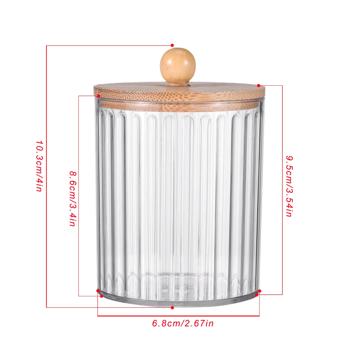 2pcs Qtip Holder Cotton Round Cotton Swabs Makeup Round Pads Dispenser Bathroom Vanrity Apothecary Jard with Lid and Bamboo Tray