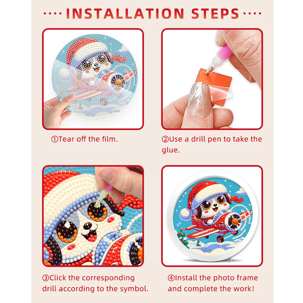 5D Diamond Art Painting Set - Christmas Pattern with Wooden Frame Crafts - Suitable for 6-12 Years - Painting Set Gifts