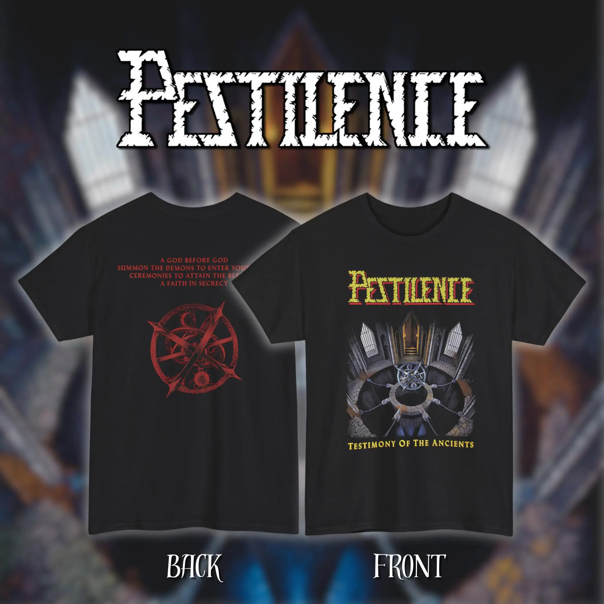 T-shirt Pestilence Testimony of Ancients, style streetwear surdimensionné, groupe néerlandais de death metal, pour hommes et femmes, en coton, Y2k, Harajuku, manches courtes