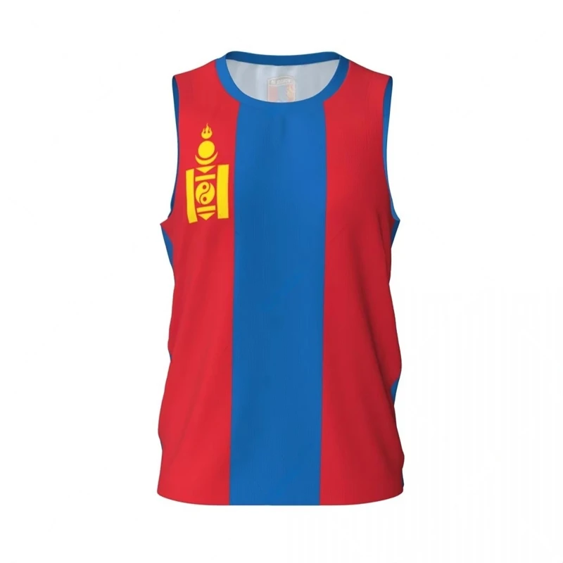 

Fashion Mongolia Flag Graphic Basketball Tank Tops Summer Casual 3D Printed Outdoor Sports Vest Loose Quick Dry Breathable Tees