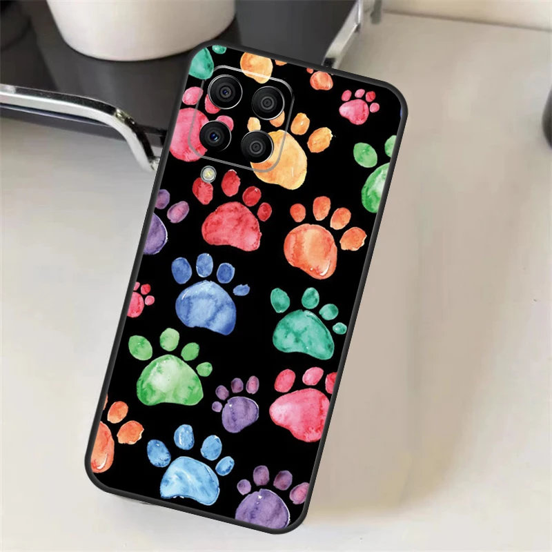 Watercolor Paw Prints Case For Samsung Galaxy M33 M53 M13 M52 M32 M12 M51 M31 M11 M20 M31s M30s M14 M34 M54 Coque