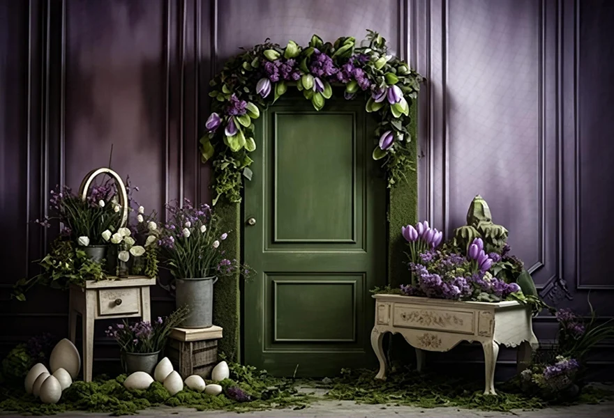 Easter Egg and Spring Floral Backdrop Kids Baby Cake Smash Photography Props Child Adult Birthday Photocall Backgrounds