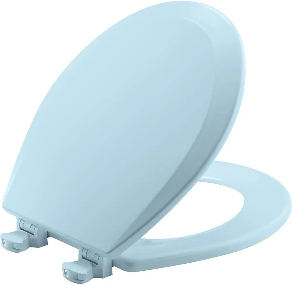 

500EC 464 Wood Toilet Seat with Easy Clean & Change Hinges, Round, Dresden Blue