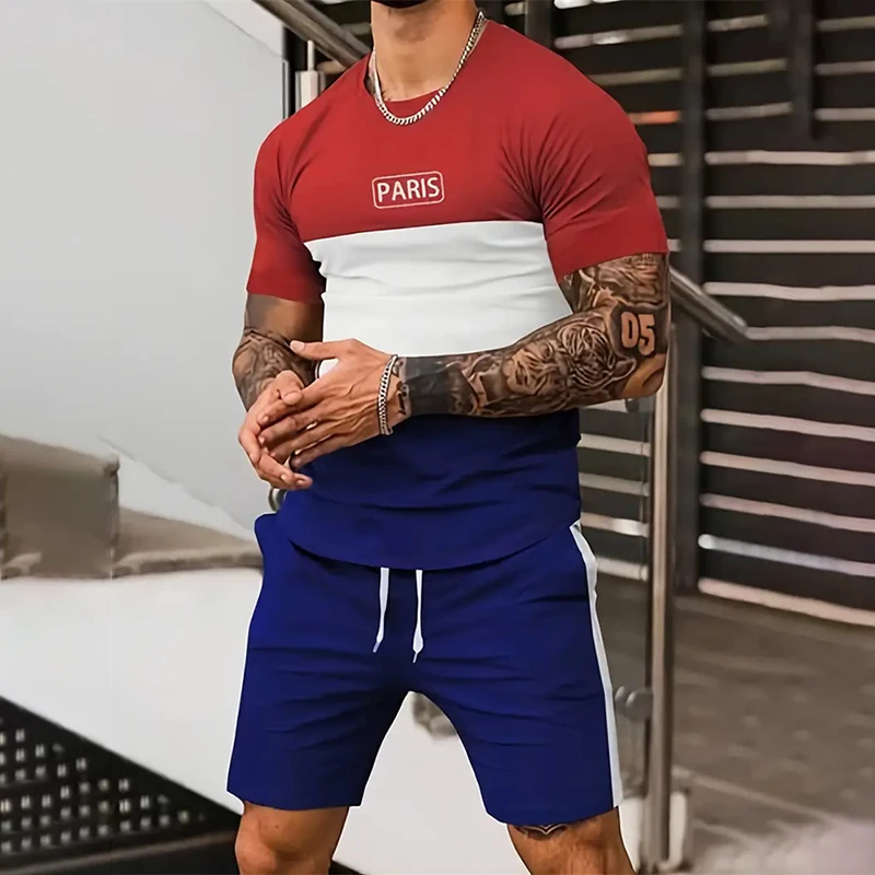 2024 New Men\'s Fashion Sportswear Summer Casual Wear Men\'s Short-sleeved T-shirt And Shorts Quick-drying Two-piece Basic Set