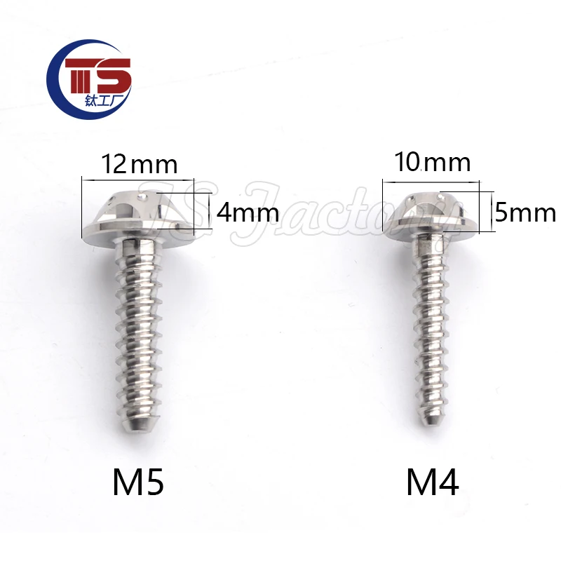TS 2PCS AND 10PCS Titanium Factory Titanium Alloy Plate Teeth Self Tapping Fancy Flat Head M4/M5 Motorcycle Shell Modification G