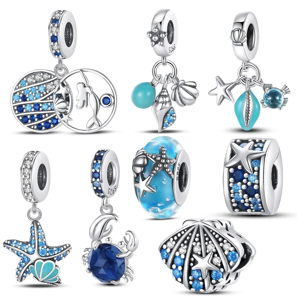 925 Sterling Silver Marine Biology Series Shell Crab pendenti Fit Pandora Women Charms bracciali originali regalo di gioielli per feste fai da te