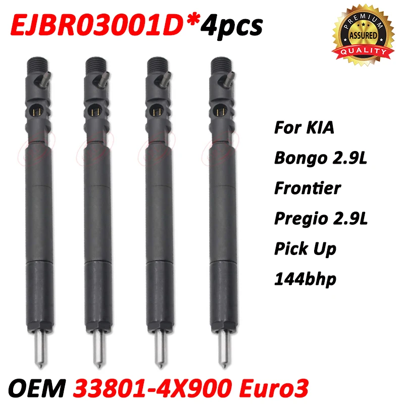 Bico injetor de combustível diesel 4 unidades EJBR03001D 33801-4X900 33800-4X900 para KIA Bongo Frontier 2.9L Pick Up 144bhp R03301D