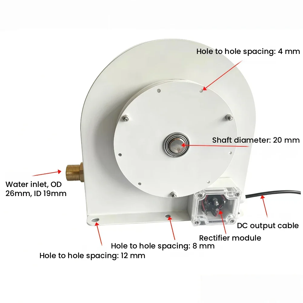 500W Pelton Hydro Generator, Coreless Disc PMG, 1-60V DC Output, ≥10M Head, IP53, 6-Point Inlet, 1000RPM
