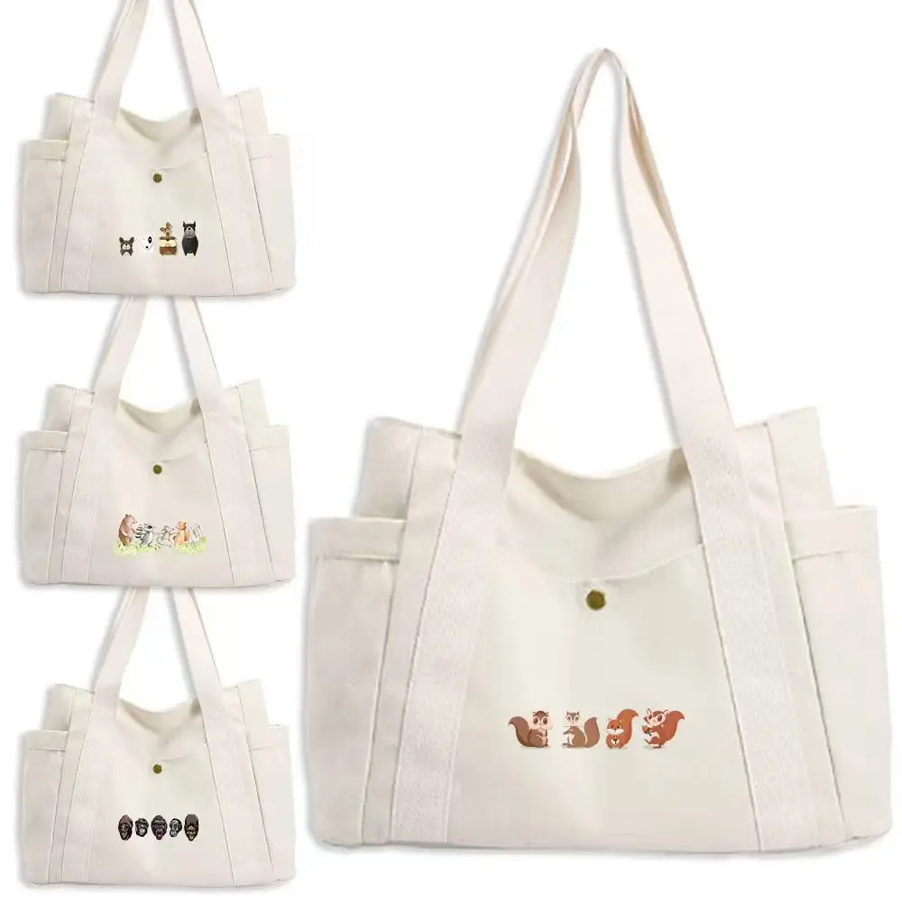 

Everyday Carry Canvas Bag Cartoon Pattern with Wide Shoulder Straps and Open Top Perfect for Office School and Weekend Trips New