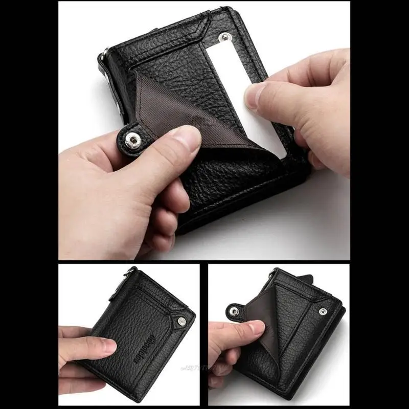 X5XA Fashionable Card Holder PU Leather Wallet with Removable Chain for Car License