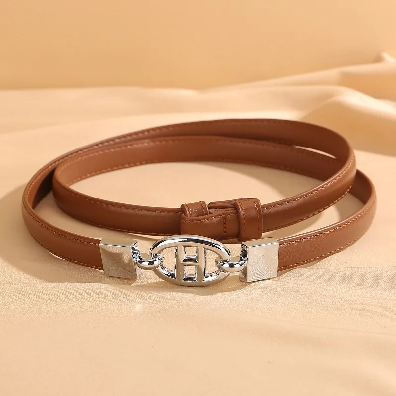 

Модный женский маленький ремень с серебряной пряжкой, высококачественное и универсальное декоративное платье в стиле Instagram.