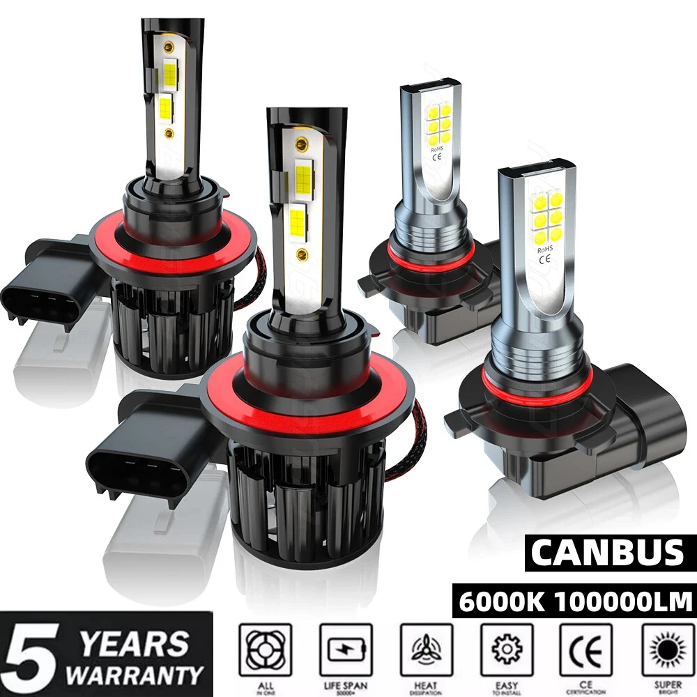 

9008 9005 Canbus светодиодные фары 1:1 такой же размер 6000K 100000LM Hi/Lo Beam + комплект ламп для противотуманных фар для Ford F250 F350 F450 F550 2005-2007