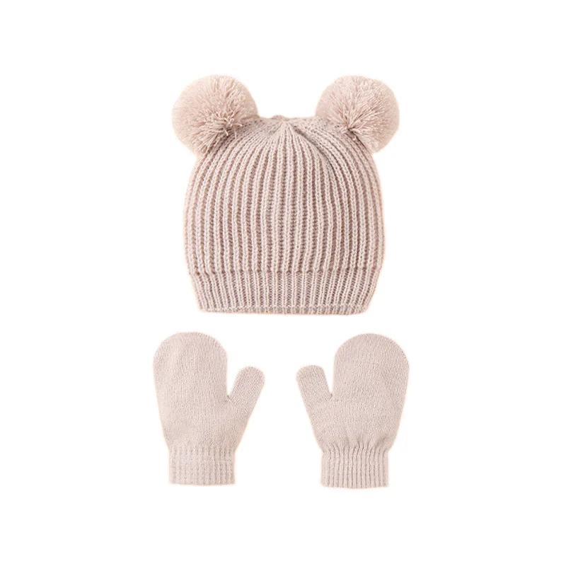 New Cool Autumn Winter Warm Cute Baby Hat Cap Double Pompom Kids Kawaii Knitted Beanies Hat Cap For Boy Girl 1-3 Years Old