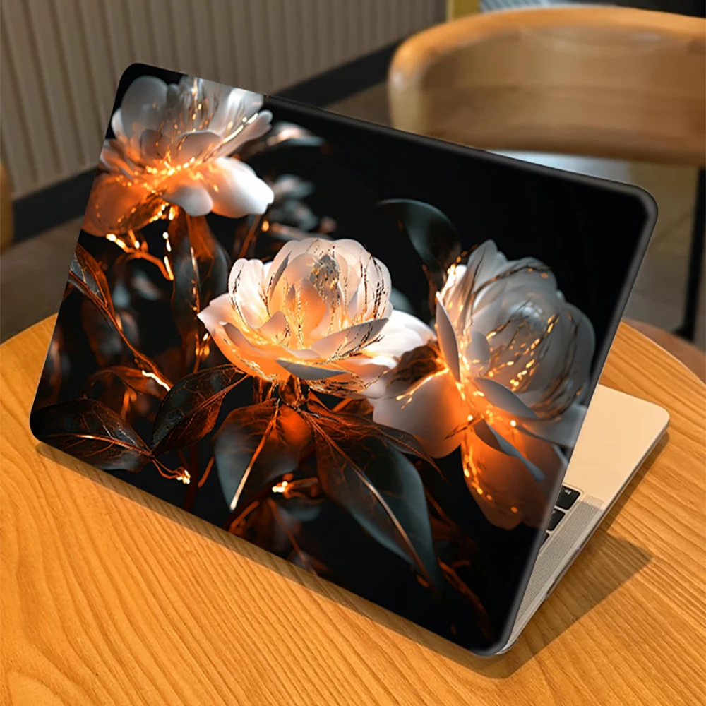Glass Flowers Pattern Laptop Case for MacBook Pro 16 M4 2024 Case A3403 Shell for MacBook Air 13 13.6 15 A3241 2025 Print Case