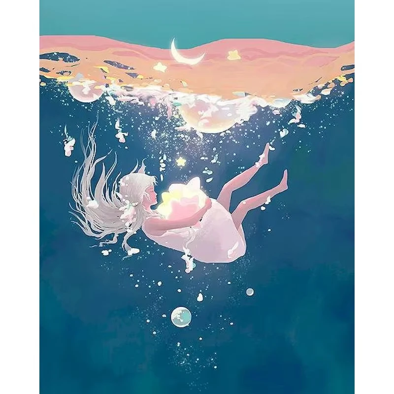 

DIY Moonlit Ocean and Fantasy Sea Jigsaw Puzzle, Perfect Gift for Lovers of Calm Night and Underwater Art