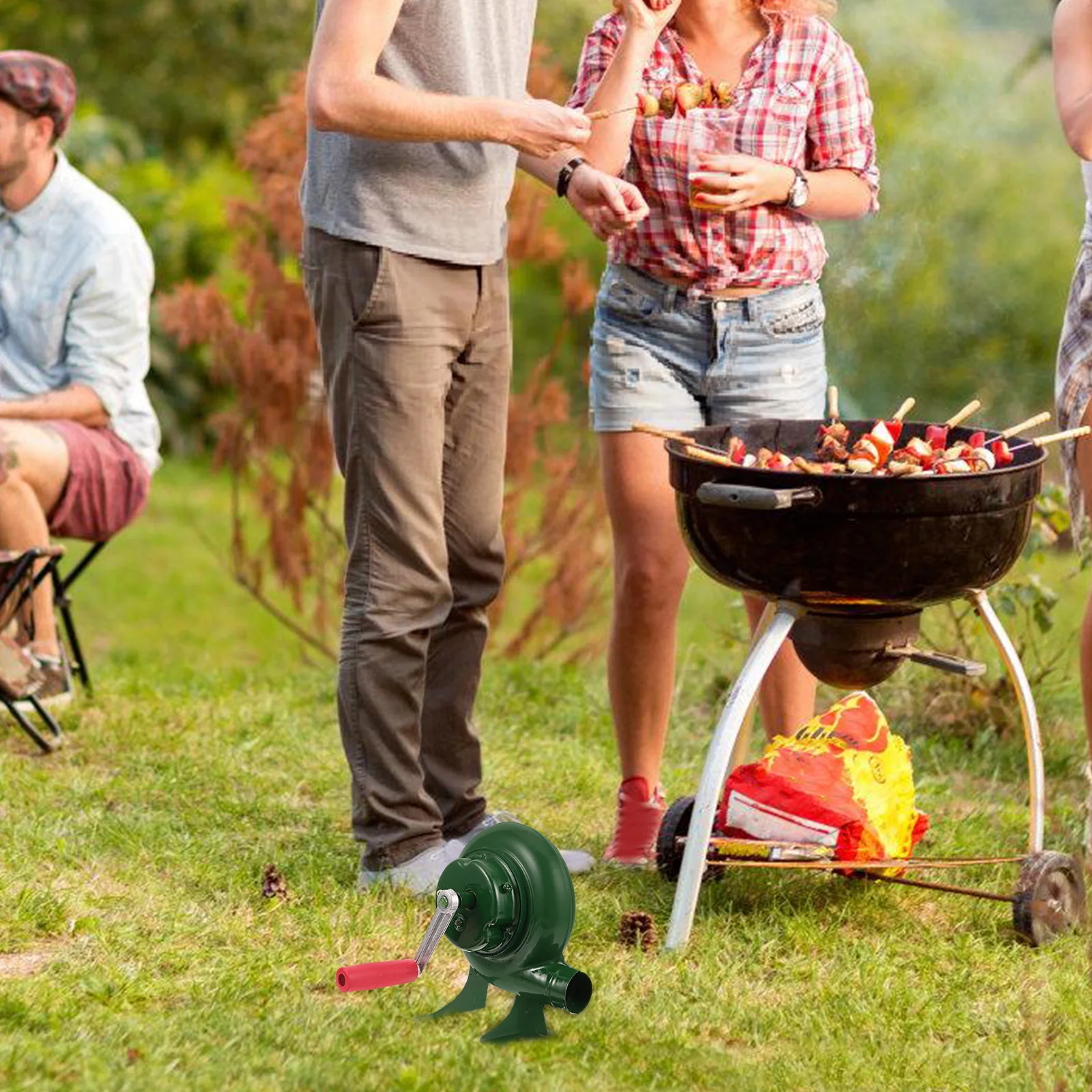 เครื่องเป่าลมมือแบบพกพา Fire Air สําหรับย่างเตาผิงเตามือถือเหล็ก Camping บาร์บีคิวพัดลม
