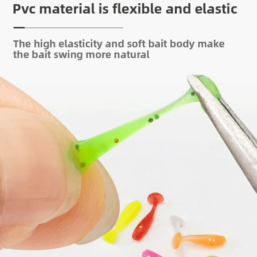 3 حزم 60 قطعة سيليكون الصيد السحر الناعمة 1.0 سنتيمتر T الذيل السحر الاصطناعي مزيج اللون العائمة أسماك الطعم الشتاء الصيد معالجة أداة #4