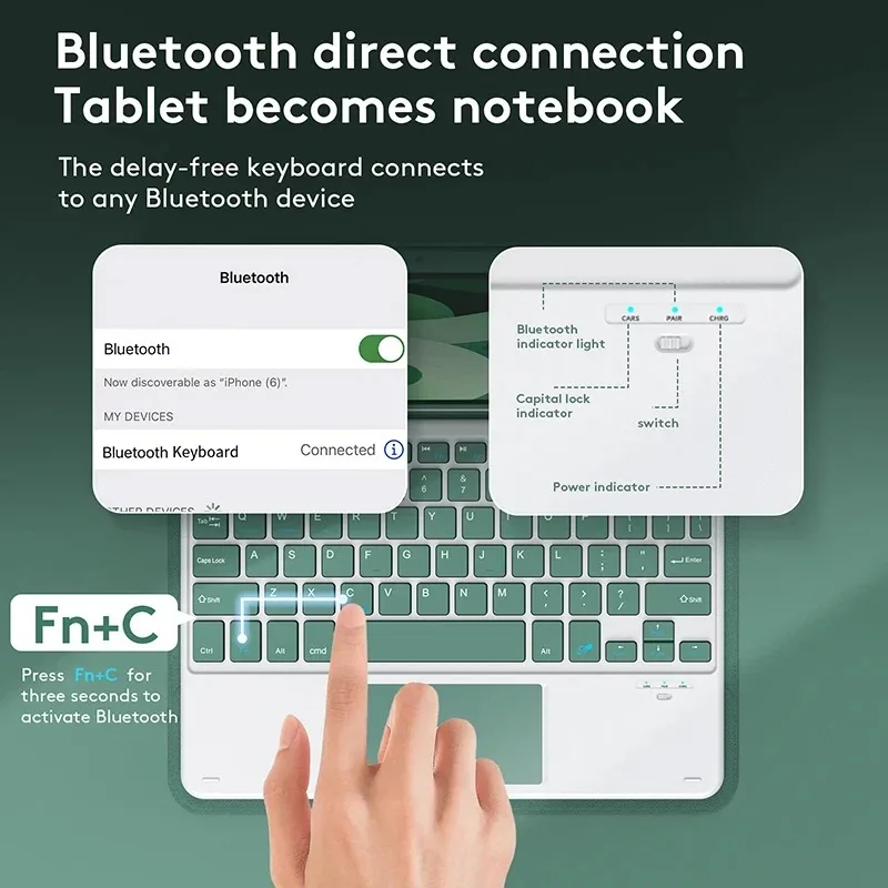 Hebrew/Spanish//Russian/Korean Touchpad Keyboard Detachable Keypad For Samsung Galaxy A9 Plus S6 iPad Xiaomi Keyboards 10 inch