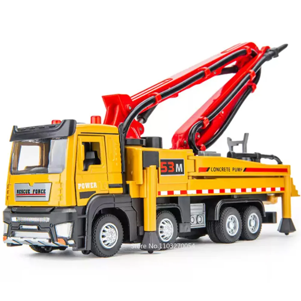 1:32 Alloy Cement Concrete Pump Truck Model Toys Car Diecast Engineering Car Sound Light Pull Back Miniature Toy Children's Gift