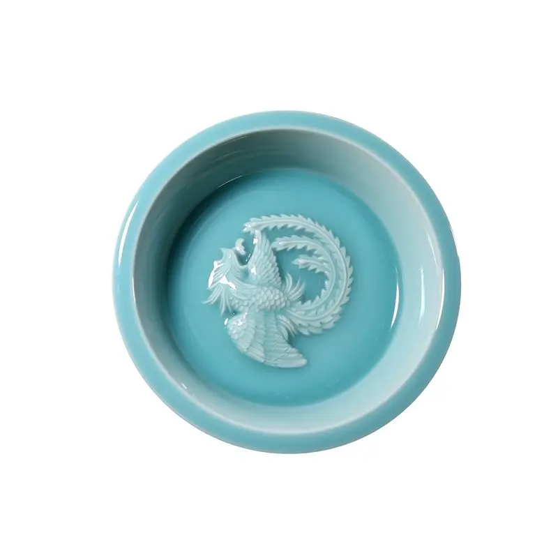 Phoenix wash Chinese tea wash ornament azure glaze pure handmade ceramic Kung Fu tea spare parts