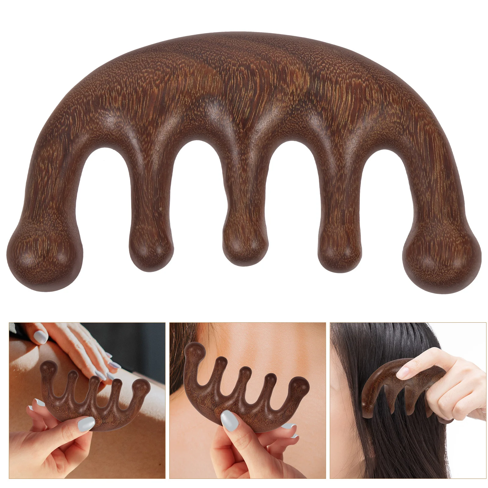 Portable Wooden Massage Comb with Wide Teeth for Scalp and Body Acupoint Relief Tool for Improved Blood Circulation