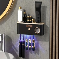 Intelligent UV Toothbrush Sanitizer Holder, With Automatic Squeezing Toothpaste Device, Wall Mounted UV Toothbrush Sanitizer Hol