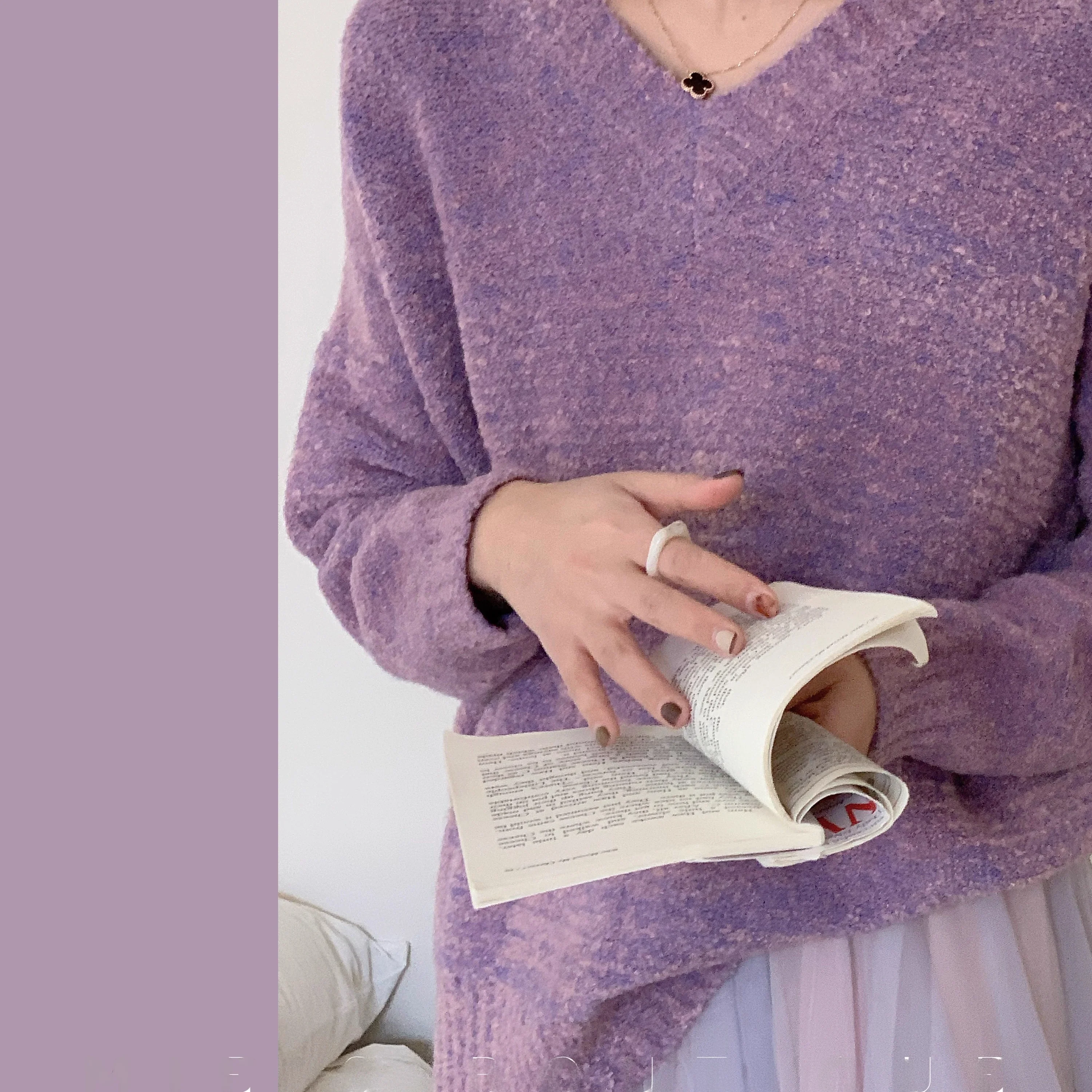 

Свободный вязаный свитер со снежинками разных цветов V-Ne, однотонный свитер, удобный универсальный длинный пуловер Sve Crew Ne